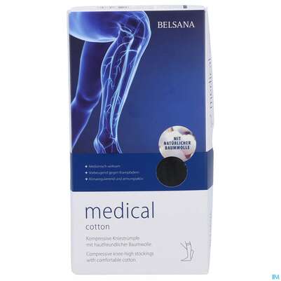 Stuetzstruempfe Belsana/medical Cotton Ad Knie Gr L1 36-38 Schwarz 2st, A-Nr.: 5223868 - 01