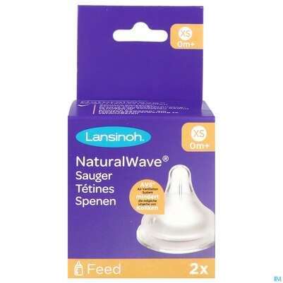 Sie sehen eine Packung Sauger Lansinoh/naturalwave F Babyflasche Neonatologie Xs 2st, Produktbild: 01 Sauger Lansinoh/naturalwave F Babyflasche Neonatologie Xs 2st, A-Nr.: 5858495 - 01