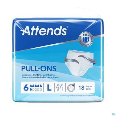 Sie sehen eine Packung Inkontinenz Attends/pull-ons Pants/einmalhosen 6 Large 18st, Produktbild: 01 Inkontinenz Attends/pull-ons Pants/einmalhosen 6 Large 18st, A-Nr.: 5603832 - 01