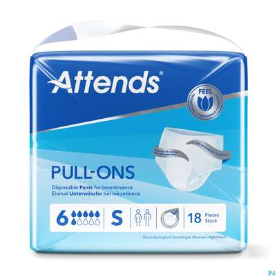 Sie sehen eine Packung Inkontinenz Attends/pull-ons Pants/einmalhosen 6 Small 72st, Produktbild: 02 Inkontinenz Attends/pull-ons Pants/einmalhosen 6 Small 72st, A-Nr.: 5603789 - 02