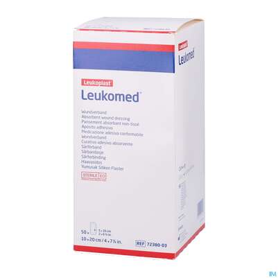 Sie sehen eine Packung Wundverband Leukomed/steril Verklebungsschutz 10x20cm 50st, Produktbild: 03 Wundverband Leukomed/steril Verklebungsschutz 10x20cm 50st, A-Nr.: 3072922 - 03