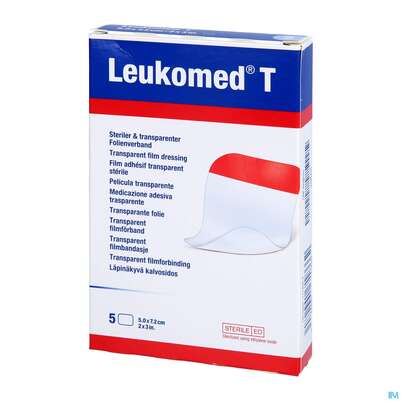 Sie sehen eine Packung Wundverband Leukomed/t Folienverband/o.auflage Steril 7,2x 5cm 5st, Produktbild: 02 Wundverband Leukomed/t Folienverband/o.auflage Steril 7,2x 5cm 5st, A-Nr.: 3091115 - 02