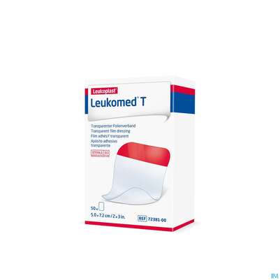 Sie sehen eine Packung Wundverband Leukomed/t Folienverband/o.auflage Steril 8x10cm 50st, Produktbild: 01 Wundverband Leukomed/t Folienverband/o.auflage Steril 8x10cm 50st, A-Nr.: 3072744 - 01