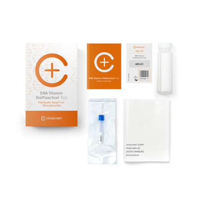 Sie sehen eine Packung DNA Vitamin Stoffwechsel Test, Produktbild: 02 DNA Vitamin Stoffwechsel Test, A-Nr.: 5638546 - 02