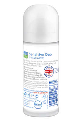 Sie sehen eine Packung Savoderm med Sensitive Deo Roll-On 3-Fach Aktiv 50ml, Produktbild: 02 Savoderm med Sensitive Deo Roll-On 3-Fach Aktiv 50ml, A-Nr.: 4344475 - 02