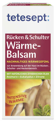 Sie sehen eine Packung TETESEPT Rücken&Schulter Wärme Balsam 100ml, Produktbild: 01 TETESEPT Rücken&Schulter Wärme Balsam 100ml, A-Nr.: 4247565 - 01