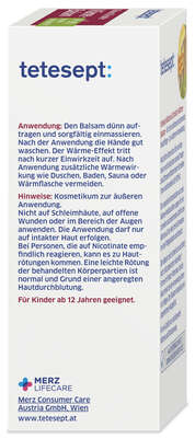 Sie sehen eine Packung TETESEPT Rücken&Schulter Wärme Balsam 100ml, Produktbild: 06 TETESEPT Rücken&Schulter Wärme Balsam 100ml, A-Nr.: 4247565 - 06