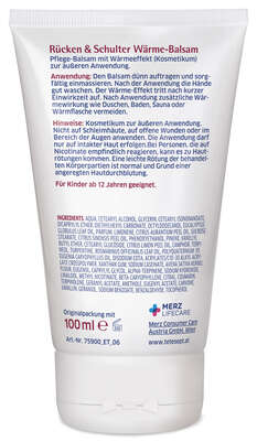 Sie sehen eine Packung TETESEPT Rücken&Schulter Wärme Balsam 100ml, Produktbild: 08 TETESEPT Rücken&Schulter Wärme Balsam 100ml, A-Nr.: 4247565 - 08