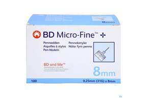 Injektionsspritzen U.zubeh. Bd Microfine Pen Nadel 8mmx 0,25mm 100st, A-Nr.: 5197415 - 01