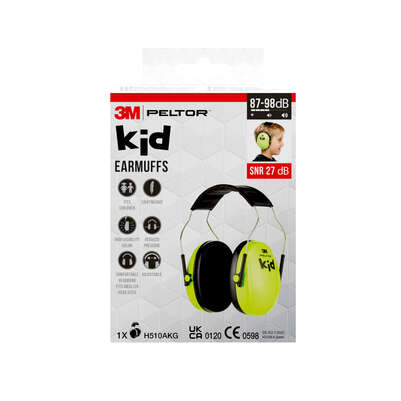 Sie sehen eine Packung 3M™ Peltor™ Kapselgehörschutz für Kinder, Neongrün (87 bis 98 dB), Produktbild: 01 3M™ Peltor™ Kapselgehörschutz für Kinder, Neongrün (87 bis 98 dB), A-Nr.: 5183666 - 01