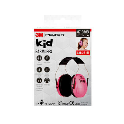 Sie sehen eine Packung 3M™ Peltor™ Kapselgehörschutz für Kinder, Pink (87 bis 98 dB), Produktbild: 01 3M™ Peltor™ Kapselgehörschutz für Kinder, Pink (87 bis 98 dB), A-Nr.: 5183672 - 01