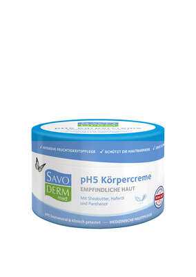 Sie sehen eine Packung Savoderm med EMPFINDLICHE HAUT pH5 Körpercreme 200ml, Produktbild: 01 Savoderm med EMPFINDLICHE HAUT pH5 Körpercreme 200ml, A-Nr.: 5876783 - 01
