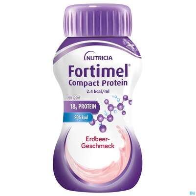 Fortimel/compact/protein 125ml Vitalflasche Erdbeere 24st, A-Nr.: 3948679 - 02