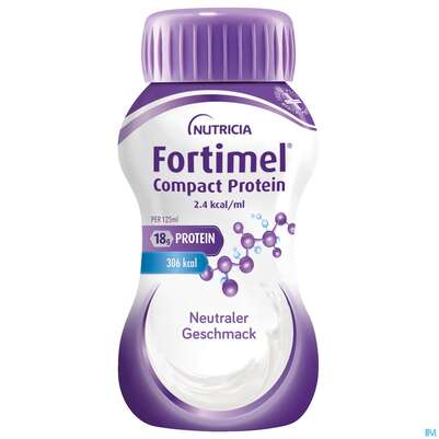 Sie sehen eine Packung Fortimel/compact/protein 125ml/trinknahrung Neutral 24st, Produktbild: 02 Fortimel/compact/protein 125ml/trinknahrung Neutral 24st, A-Nr.: 5282500 - 02