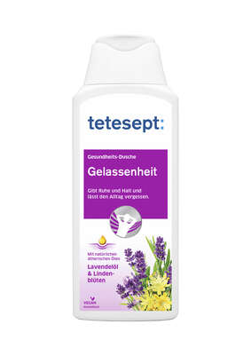 Sie sehen eine Packung tetesept Gesundheits-Dusche Gelassenheit 250ml, Produktbild: 01 tetesept Gesundheits-Dusche Gelassenheit 250ml, A-Nr.: 5839109 - 01