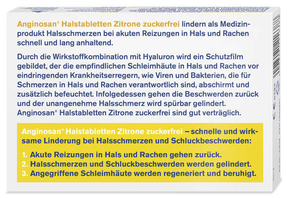 tetesept Anginosan Zitrone Lutschabletten zuckerfrei 20 Stk., A-Nr.: 5388664 - 03
