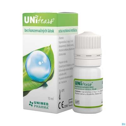 Sie sehen eine Packung Augentropfen Unitears O.konservierungsstoffe +dexpanth.+hypromell. 10ml, Produktbild: 01 Augentropfen Unitears O.konservierungsstoffe +dexpanth.+hypromell. 10ml, A-Nr.: 4306256 - 01