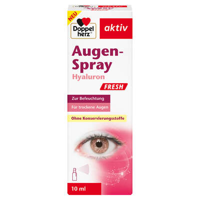 Sie sehen eine Packung Doppelherz Augen-Spray Hyaluron FRESH, Produktbild: 01 Doppelherz Augen-Spray Hyaluron FRESH, A-Nr.: 5848410 - 01