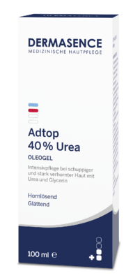 Sie sehen eine Packung DERMASENCE Adtop 40% Urea Oleogel, Produktbild: 01 DERMASENCE Adtop 40% Urea Oleogel, A-Nr.: 5942072 - 01