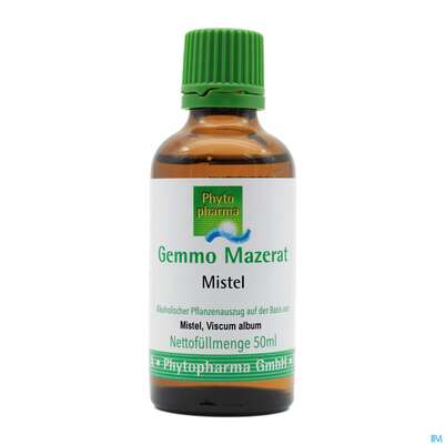 Sie sehen eine Packung Gemmo Mazerat Mistel Viscum Album Phytopharma 50ml, Produktbild: 01 Gemmo Mazerat Mistel Viscum Album Phytopharma 50ml, A-Nr.: 3106992 - 01