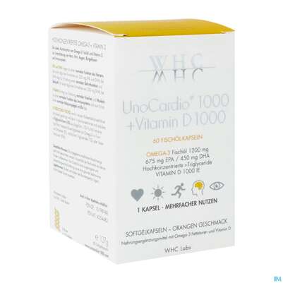 Sie sehen eine Packung Unocardio 1000 Kapseln +vitamin D +omega3 60st, Produktbild: 02 Unocardio 1000 Kapseln +vitamin D +omega3 60st, A-Nr.: 4254482 - 02
