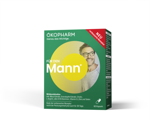 Sie sehen eine Packung Ökopharm® Wirkkombination für den Mann - Kapseln 60ST, Produktbild: 01 Ökopharm® Wirkkombination für den Mann - Kapseln 60ST, A-Nr.: 3995555 - 01