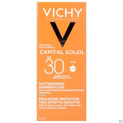 Sie sehen eine Packung Sonnenprodukte Vichy Ideal Soleil Fluid Lsf30 Dry 50ml, Produktbild: 02 Sonnenprodukte Vichy Ideal Soleil Fluid Lsf30 Dry 50ml, A-Nr.: 3813726 - 02