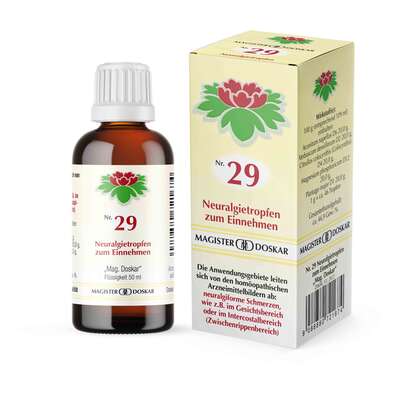 Sie sehen eine Packung Magister Doskar Nr. 29 Neuralgietropfen zum Einnehmen, Produktbild: 01 Magister Doskar Nr. 29 Neuralgietropfen zum Einnehmen, A-Nr.: 0721679 - 01