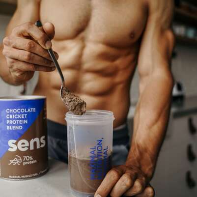 Sie sehen eine Packung SENS Proteinshake mit Grillenmehl – Schokolade, Produktbild: 02 SENS Proteinshake mit Grillenmehl – Schokolade, A-Nr.: 5948695 - 02