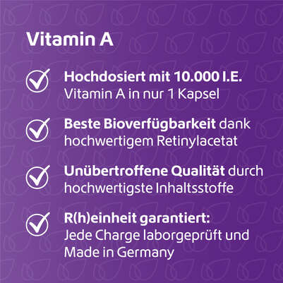 R(h)ein Nutrition Vitamin A 10.000 I. E. Kapseln hochdosiert vegan, A-Nr.: 5987229 - 03