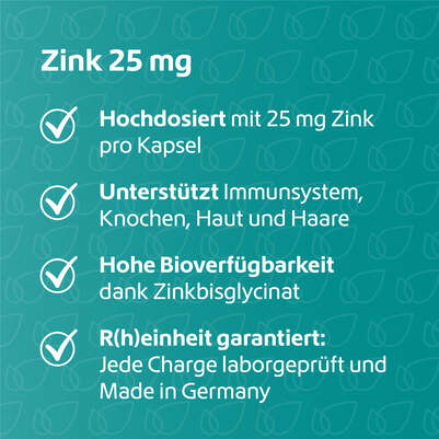 R(h)ein Nutrition Zink 25 mg hochdosiert Immunsystem Plus Kapseln, A-Nr.: 5987324 - 03
