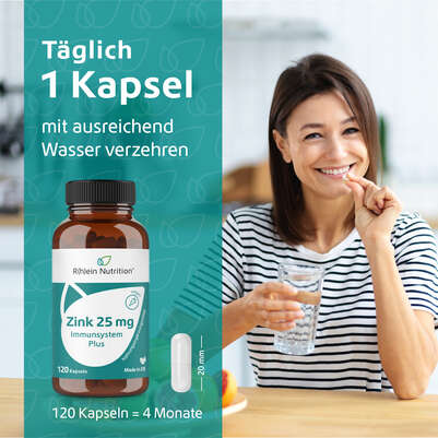 R(h)ein Nutrition Zink 25 mg hochdosiert Immunsystem Plus Kapseln, A-Nr.: 5987324 - 04