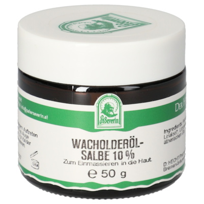 Sie sehen eine Packung WACHOLDEROEL SALBE 10% 50 G, Produktbild: 01 WACHOLDEROEL SALBE 10% 50 G, A-Nr.: 5724518 - 01