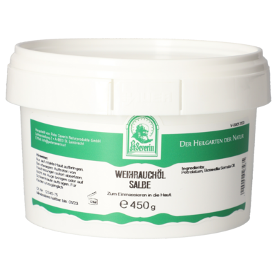 Sie sehen eine Packung WEIHRAUCHOEL SALBE 450 G, Produktbild: 01 WEIHRAUCHOEL SALBE 450 G, A-Nr.: 5802810 - 01