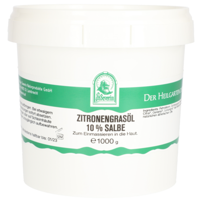 Sie sehen eine Packung ZITRONENGRASOEL 10% SALBE 1000 G, Produktbild: 01 ZITRONENGRASOEL 10% SALBE 1000 G, A-Nr.: 5802951 - 01