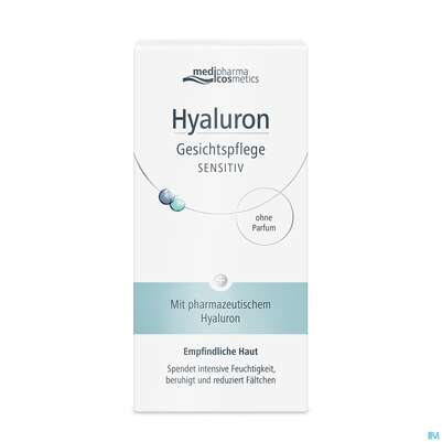 Sie sehen eine Packung Hyaluron Gesichtspflege Sensitive 50ml, Produktbild: 03 Hyaluron Gesichtspflege Sensitive 50ml, A-Nr.: 4624246 - 03