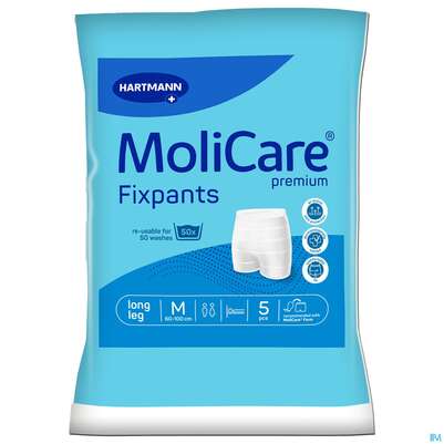 Sie sehen eine Packung Inkontinenz Molicare Fixpants/premium Long Leg M Blau 5st, Produktbild: 03 Inkontinenz Molicare Fixpants/premium Long Leg M Blau 5st, A-Nr.: 3724773 - 03