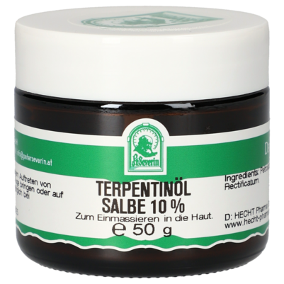 Sie sehen eine Packung TERPENTINOEL SALBE 10% 50 G, Produktbild: 01 TERPENTINOEL SALBE 10% 50 G, A-Nr.: 5340350 - 01