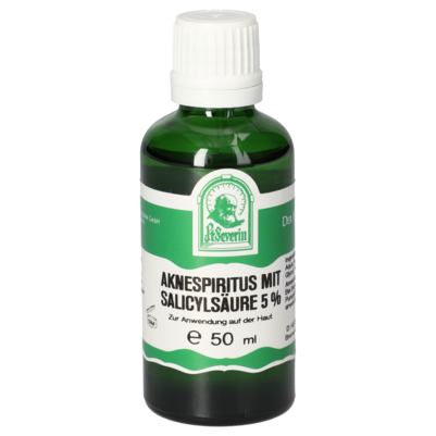 Sie sehen eine Packung AKNESPIRITUS MIT SALICYLSAEURE 5% 50ML, Produktbild: 01 AKNESPIRITUS MIT SALICYLSAEURE 5% 50ML, A-Nr.: 5724547 - 01