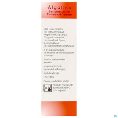Algofina 10% Spray Z Anw.auf Der Haut Lösung 50ml, A-Nr.: 4478336 - 05