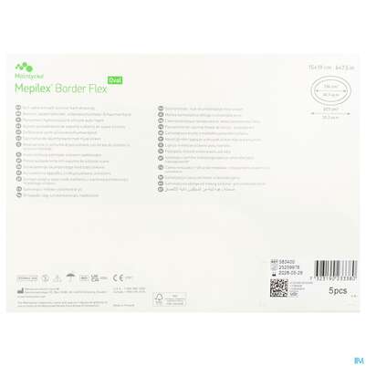 Sie sehen eine Packung Wundverband Mepilex Border Flex 15x19cm 5st, Produktbild: 03 Wundverband Mepilex Border Flex 15x19cm 5st, A-Nr.: 4252299 - 03