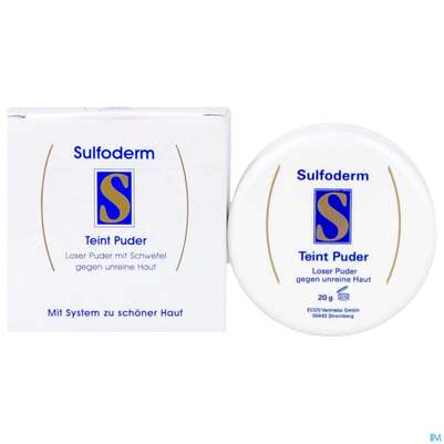 Sie sehen eine Packung Sulfoderm S Teint Gesichtspuder 20g, Produktbild: 22 Sulfoderm S Teint Gesichtspuder 20g, A-Nr.: 0645317 - 22