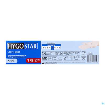 Untersuchungshandschuhe Nitril/unsteril Puderfrei/hypoallergen Safe Light Weiss S 27069 100st, A-Nr.: 3049395 - 06