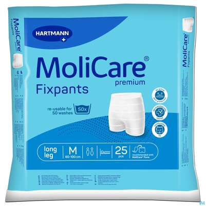 Sie sehen eine Packung Inkontinenz Molicare Fixpants/premium Long Leg M Blau 25st, Produktbild: 01 Inkontinenz Molicare Fixpants/premium Long Leg M Blau 25st, A-Nr.: 3208899 - 01