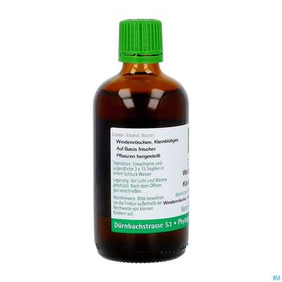 Sie sehen eine Packung Weidenroeschen Kleinbluetiges/tinktur Epilobium Angustifolium Phytopharma 100ml, Produktbild: 04 Weidenroeschen Kleinbluetiges/tinktur Epilobium Angustifolium Phytopharma 100ml, A-Nr.: 5393228 - 04