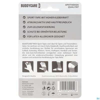 Tape Buddycare/med/sport Latexfrei 3,8cmx 10m Weiss 1st, A-Nr.: 5845009 - 03