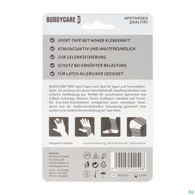 Tape Buddycare/med/sport Latexfrei 3,8cmx 10m Weiss 1st, A-Nr.: 5845009 - 04