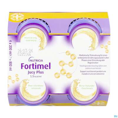 Fortimel/jucy Plus Fluessig 200ml Birne Holunder 4st, A-Nr.: 5808528 - 08