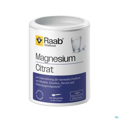 Sie sehen eine Packung Raab Magnesiumcitrat Pulver 200g, Produktbild: 03 Raab Magnesiumcitrat Pulver 200g, A-Nr.: 4363053 - 03