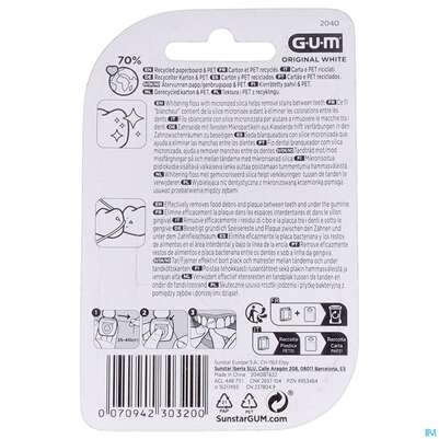 Sie sehen eine Packung Zahnseide Gum Original White +fluorid Nr 2040 30m, Produktbild: 03 Zahnseide Gum Original White +fluorid Nr 2040 30m, A-Nr.: 3560136 - 03